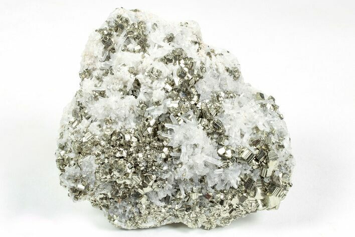 Gleaming Pyrite Crystals with Quartz Crystals - Peru #238933